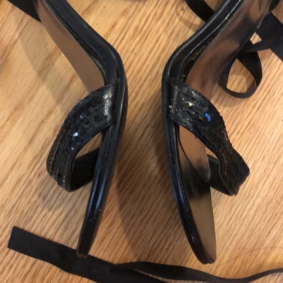 Sequin lace up shoes with satin ties. - Picture 14 of 14